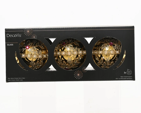 Kerstballen glas d8cm licht goud - afbeelding 1