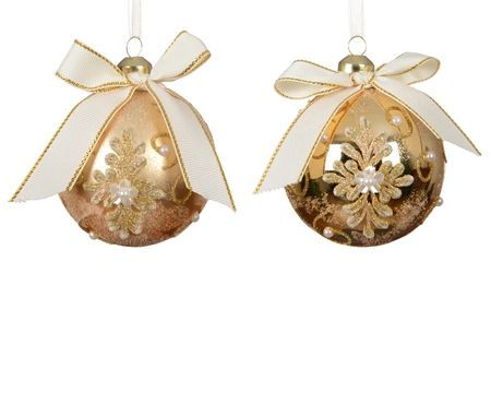 Kerstballen glas d8cm licht goud a2 - afbeelding 1
