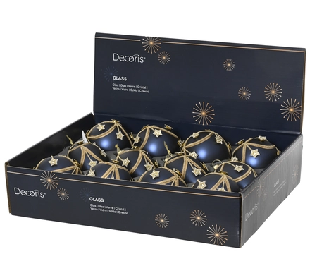 Kerstballen glas d8cm nachtblauw a3 - afbeelding 2