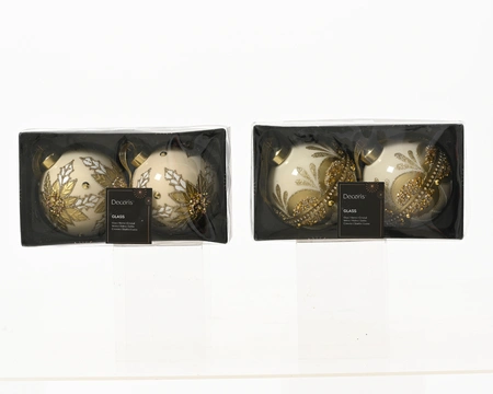 Kerstballen glas d8cm wolwit a2 - afbeelding 1