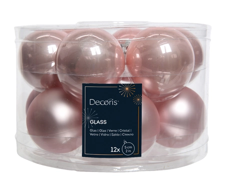 Decoris kerstballen van glas blush pink 5 cm