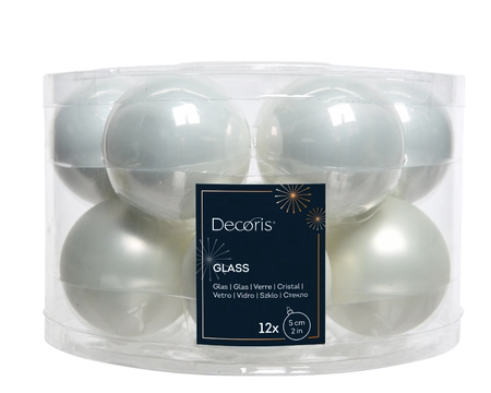 Decoris kerstballen van glas winter white 5 cm