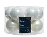 Decoris kerstballen van glas winter white 5 cm