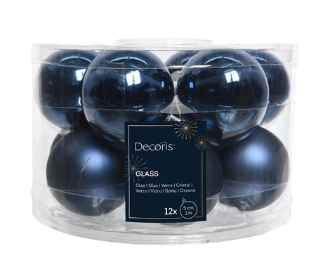 Decoris kerstballen van glas nachtblauw 5 cm - afbeelding 1