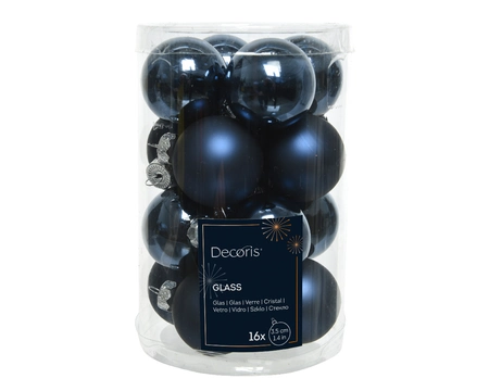 Decoris kerstballen van glas night blue 3,5 cm - afbeelding 1