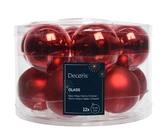 Decoris kerstballen glas christmas red 5 cm - afbeelding 1