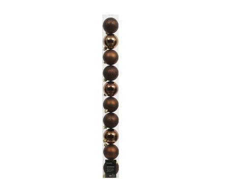 Decoris onbreekbare kerstbal espresso 6 cm - afbeelding 1