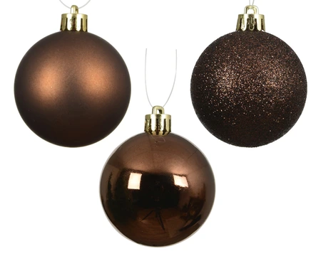 Decoris onbreekbare kerstbal espresso 6 cm - afbeelding 2