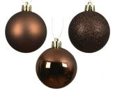 Decoris onbreekbare kerstbal espresso 6 cm - afbeelding 2