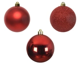 Decoris onbreekbare kerstballen polystyreen kerst-rood 6 cm - afbeelding 2