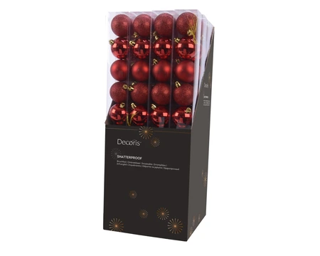 Decoris onbreekbare kerstballen polystyreen kerst-rood 6 cm - afbeelding 3