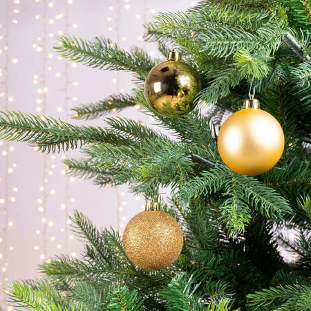 Decoris onbreekbare kerstballen lichtgoud 6 cm - afbeelding 2