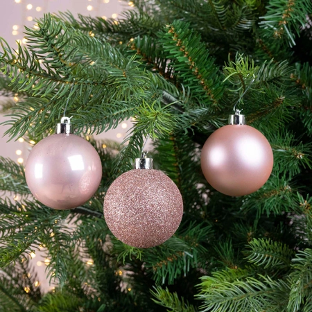 Decoris onbreekbare kerstballen blush pink 6 cm - afbeelding 2