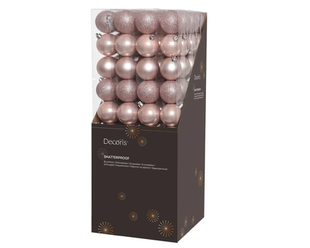 Decoris onbreekbare kerstballen blush pink 6 cm - afbeelding 4