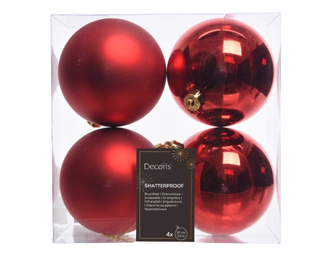 Decoris onbreekbare kerstballen kerst rood 10 cm - afbeelding 1