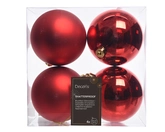 Decoris onbreekbare kerstballen kerst rood 10 cm - afbeelding 1
