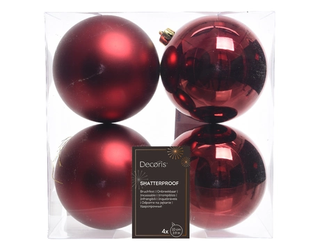Decoris onbreekbare kerstballen oxblood 10 cm - afbeelding 1