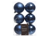 Decoris onbreekbare kerstballen night blue 8 cm - afbeelding 1