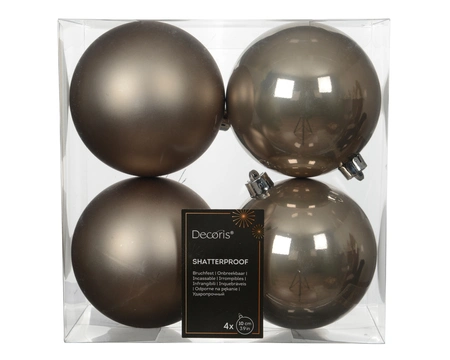 Kerstballen plastic d10cm Smokey prl 4st - afbeelding 1