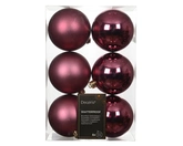 Kerstballen plastic d8cm donker roze 6st - afbeelding 1