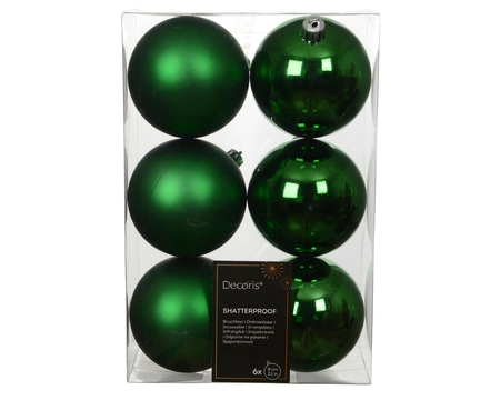 Kerstballen plastic d8cm jolly groen 6st - afbeelding 1