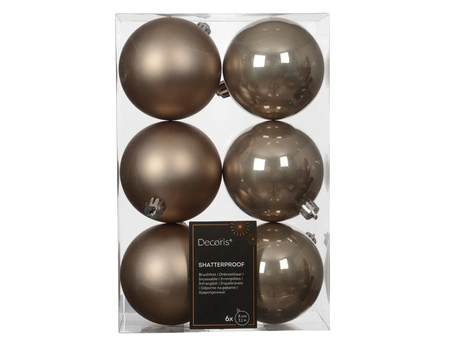 Kerstballen plastic d8cm Smokey prl 6st - afbeelding 1