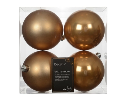 Kerstballen plc d10cm karamel bruin 4st - afbeelding 1
