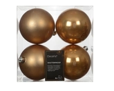 Kerstballen plc d10cm karamel bruin 4st - afbeelding 1