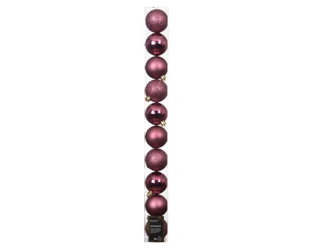 Kerstballen plc d6cm donker roze 10st - afbeelding 1