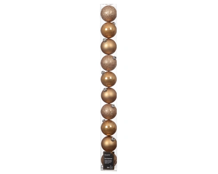 Kerstballen plc d6cm karamel bruin 10st - afbeelding 1