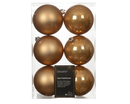 Kerstballen plc d8cm karamel bruin 6st - afbeelding 1