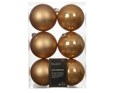 Kerstballen plc d8cm karamel bruin 6st - afbeelding 1