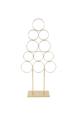 Kerstboom ringen op voet metaal - B39xH84cm Goud
