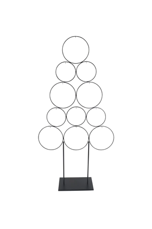 Kerstboom ringen op voet metaal - B39xH84cm Zwart