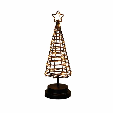 Kerstboom verlicht zwart 30 cm 30 lampjes - afbeelding 1