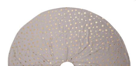 kerstboomkleed fluweel taupe/goud