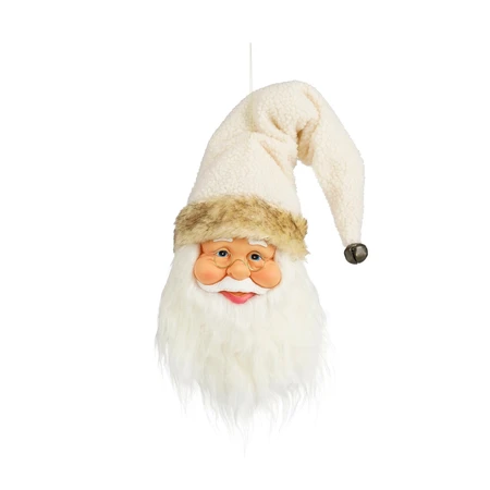 Kerstman hoofd hangend creme - l20xb10xh65cm