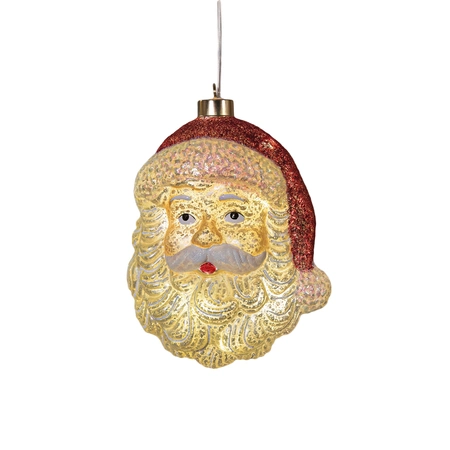 Kerstman led glas 18.5x14.5cm wt/rd
