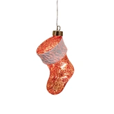 Kerstsok led glas 13.5x11cm rood