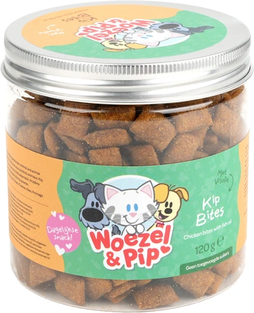 KIPPEN BITES MET VISOLIE IN POT 120 GRAM