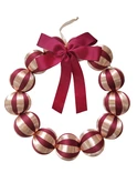 Krans kerstballen met strik - D40cm Roze en bordeaux