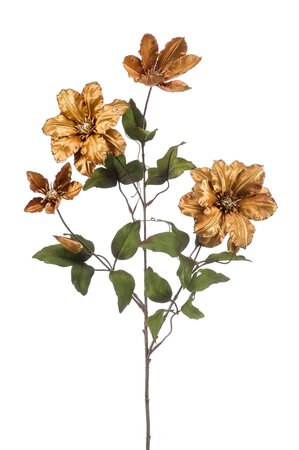 Kunstbloem Clematis silk gold line amber 83cm