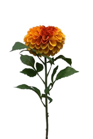 Kunstbloem Dahlia pompon spray oranje 74cm