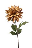 Kunstbloem Dahlia silk gold line amber 65cm