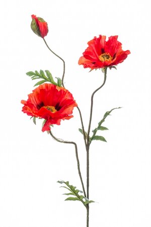 Kunstbloem Poppy spray x3 90cm flame
