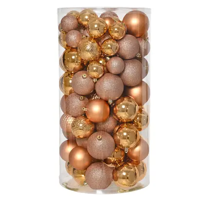 Kunststof kerstballen tube 100 stuks brandy