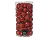 Kunststof kerstballen tube 100 stuks christmas red - afbeelding 1