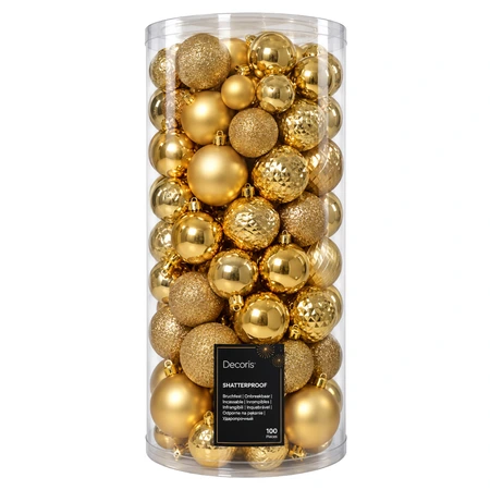 Kunststof kerstballen tube 100 stuks light gold - afbeelding 1