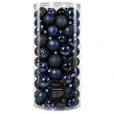 Kunststof kerstballen tube 100 stuks night blue - afbeelding 1