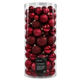 Kunststof kerstballen tube 100 stuks oxblood